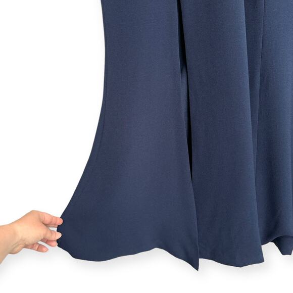 Dress The Population Midnight Blue Sandra Plunge Crepe Trumpet Gown Women's XL - Picture 5 of 13